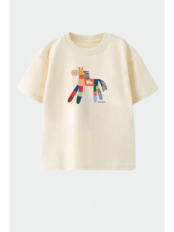 Monila Unisex Bisiklet Yaka Baskılı Tshirt