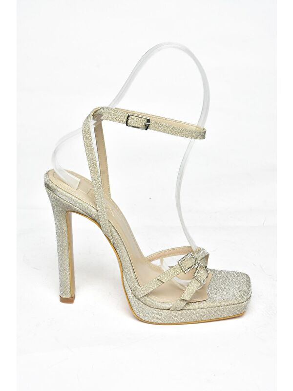 S5696161 Altın Kadın Topuklu Ayakkabı - Görsel 2