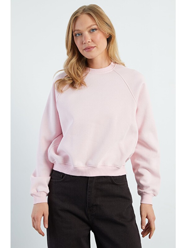 Fullamoda 3 İplik Basic Bisiklet Yaka Oversize Sweatshirt