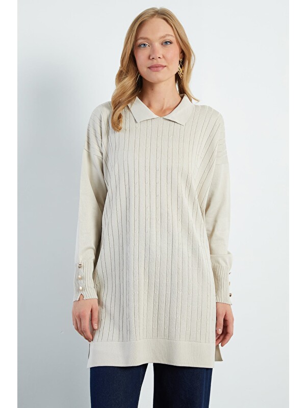 Fullamoda Fullamodest Jakarlı Polo Yaka Tunik