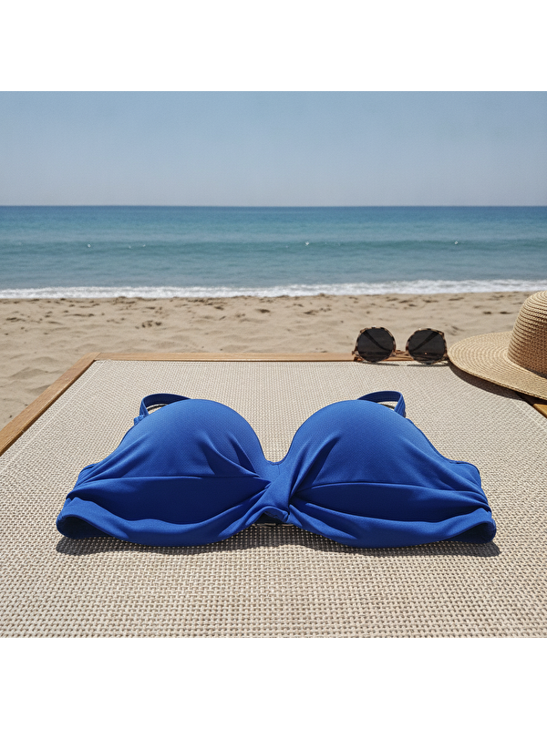Bonbon Kadın Plaj Giyim Koyu Mavi Renk Balenli Bikini Üst Bb2551