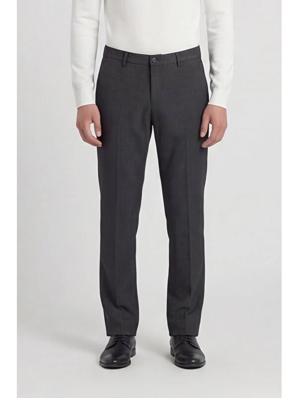 Sabri Özel Giotelli Antrasit Slim Fit Pamuklu Yan Cepli Chino Normal Bel Standart Boy Erkek Pantolon