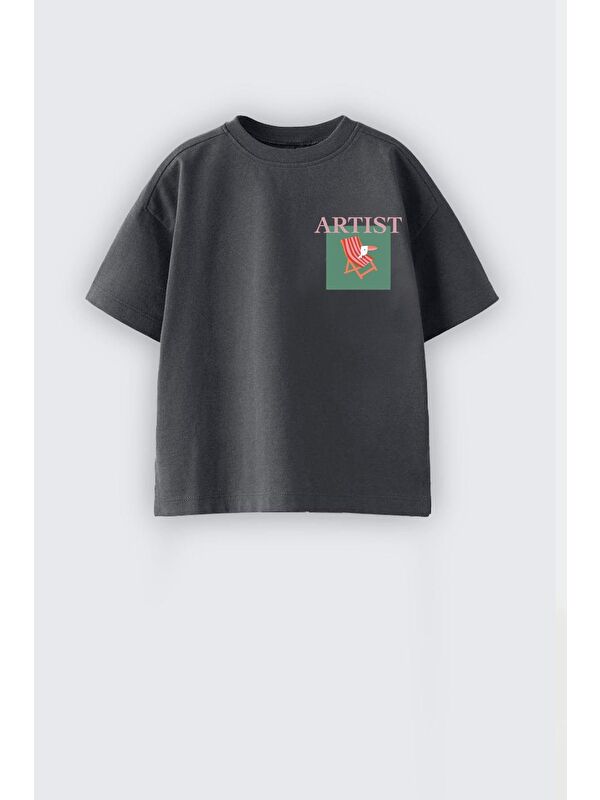 Monila Unisex Bisiklet Yaka Baskılı Tshirt