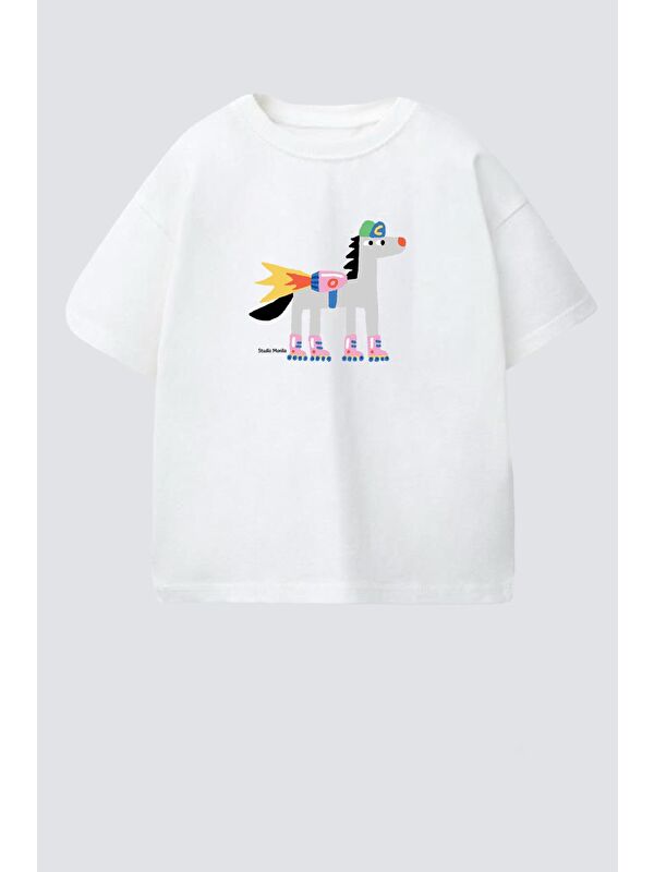 Monila Unisex Bisiklet Yaka Baskılı Tshirt