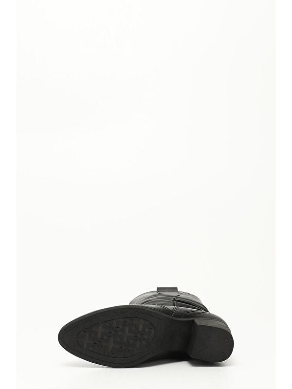 SİYAH Hakiki Deri Topuklu Körüklü Kadın Günlük Çizme 47531 - Görsel 5