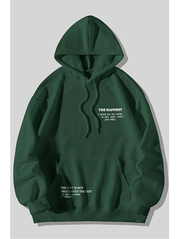 uyguntarz The Happiest Baskılı Oversize Sweatshirt