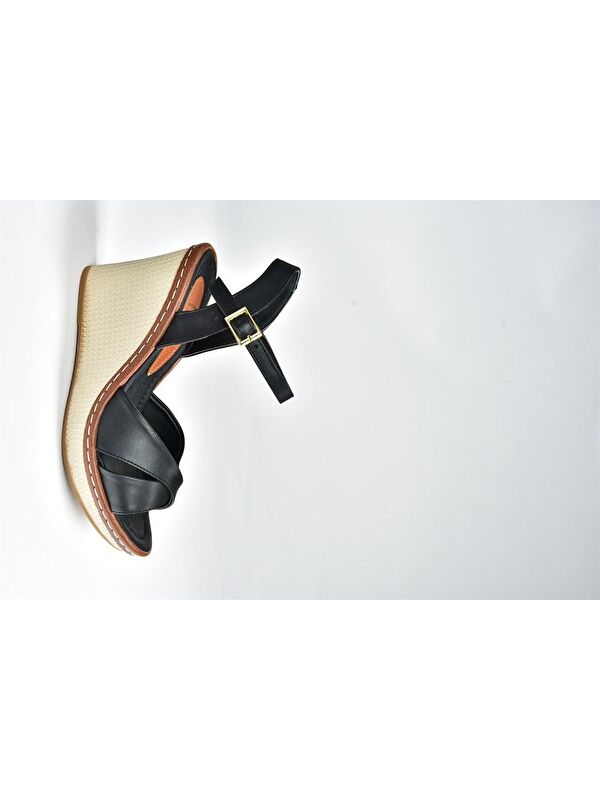 9674040209 Siyah Dolgu Taban Kadın Ayakkabı - Görsel 6