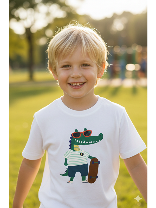 Monila Erkek Çocuk Bisiklet Yaka Baskılı Tshirt