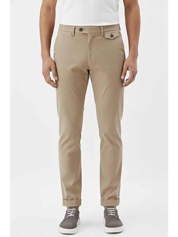 Sabri Özel Giotelli Vizon Regular Fit Dokuma Chino Erkek Pantolon