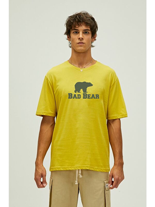 Bad Bear Muscle Sarı Erkek Baskılı Tişört