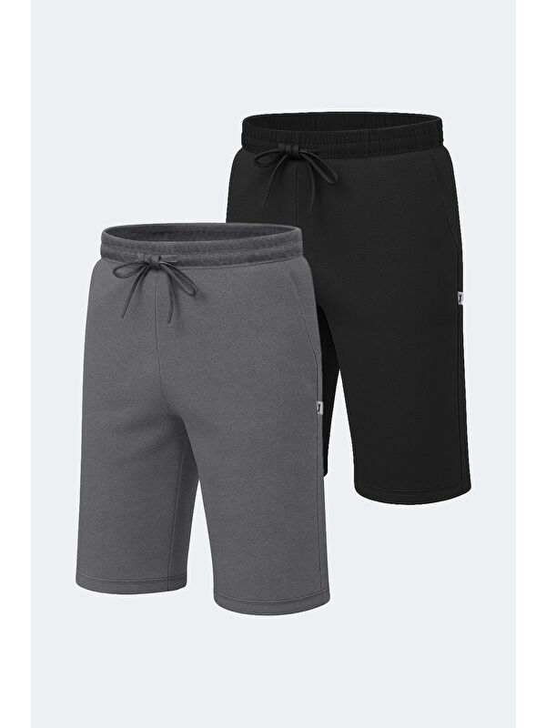 SLAZENGER NUKE 2 li Set Erkek Siyah - Koyu Gri Şort