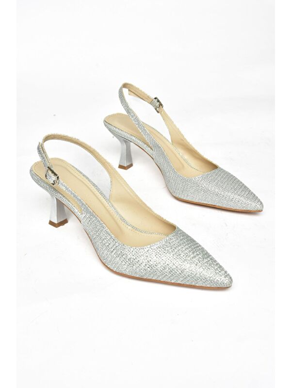 S5180817 Gümüş Kadın Topuklu Ayakkabı - Görsel 4