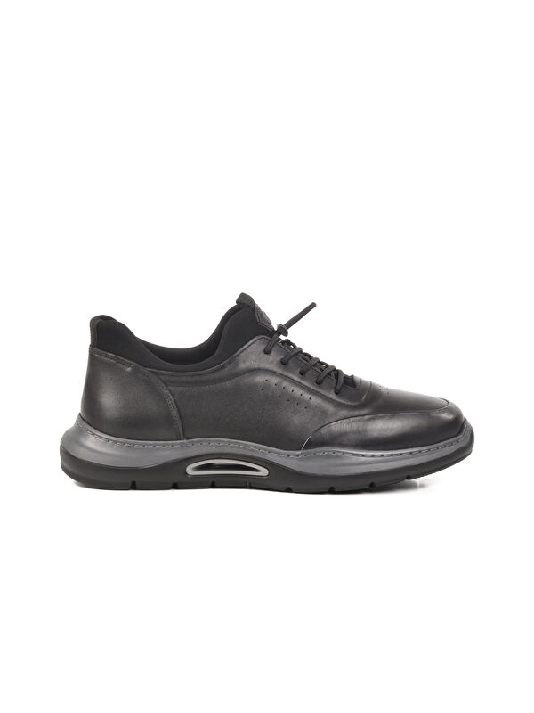 Siyah Hakiki Deri Erkek Casual Ayakkabı 5Y2844 M - Görsel 2