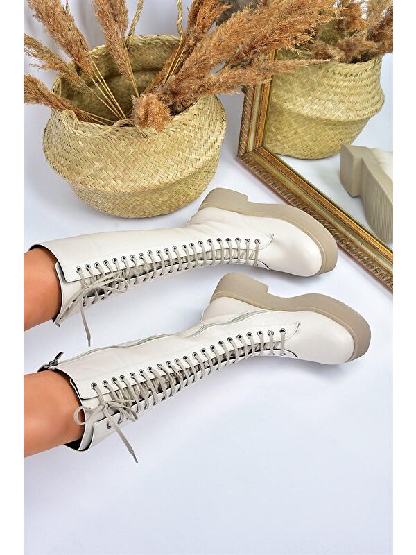 L6101309 Bej Kadın Çizme - Görsel 3