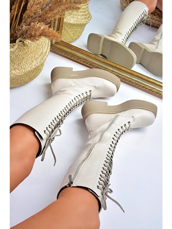 L6101309 Bej Kadın Çizme - Görsel 4