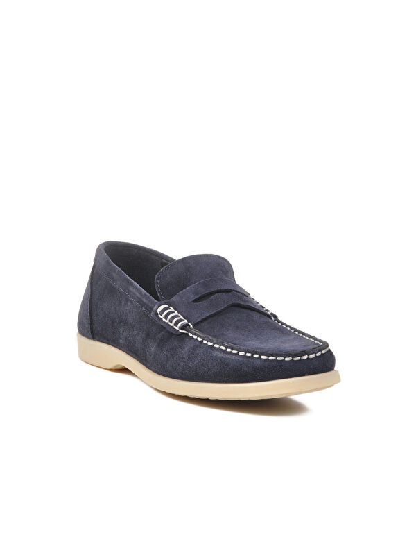 Lacivert Süet Hakiki Deri Erkek Casual Ayakkabı 4Y1605 M - Görsel 4