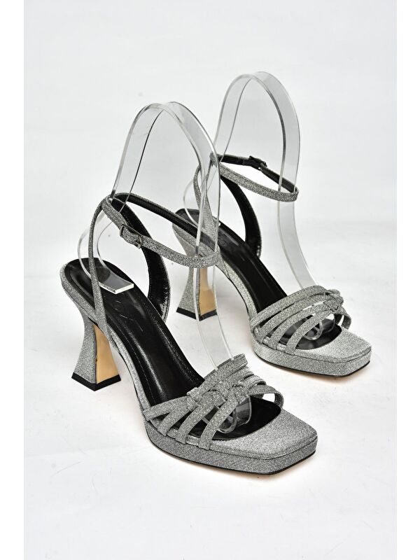 S5693157 Platin Kadın Topuklu Ayakkabı - Görsel 2