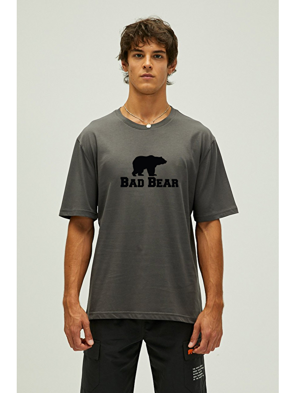 Bad Bear Muscle Antrasit Erkek Baskılı Tişört