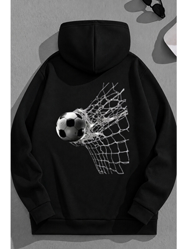 Trendseninle Unisex 3 İplik Pamuklu Siyah GooooL Bol Kalıp Sweatshirt Hoodie