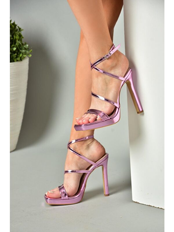 S5696150 Pembe Kadın Topuklu Ayakkabı - Görsel 5