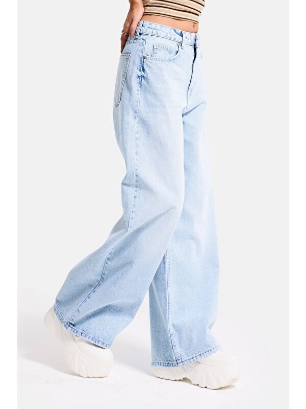 It's Basic Kadın Ice 4s6-3 Süper Baggy Fit Bol Kesim Orta Bel Denim Jean