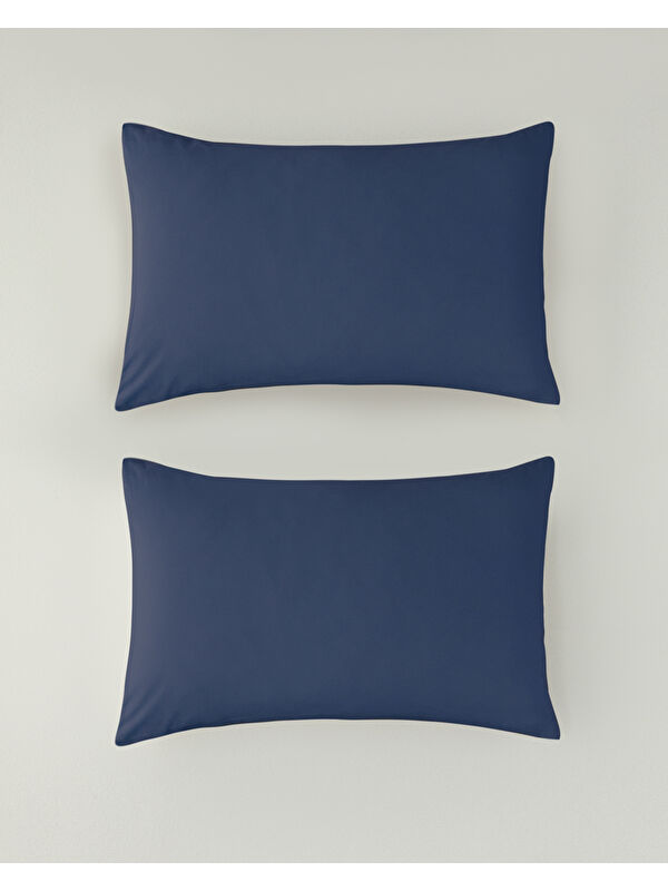 English Home Pure Pamuklu 2'li Yastık Kılıfı 50x70 cm Gece Mavisi