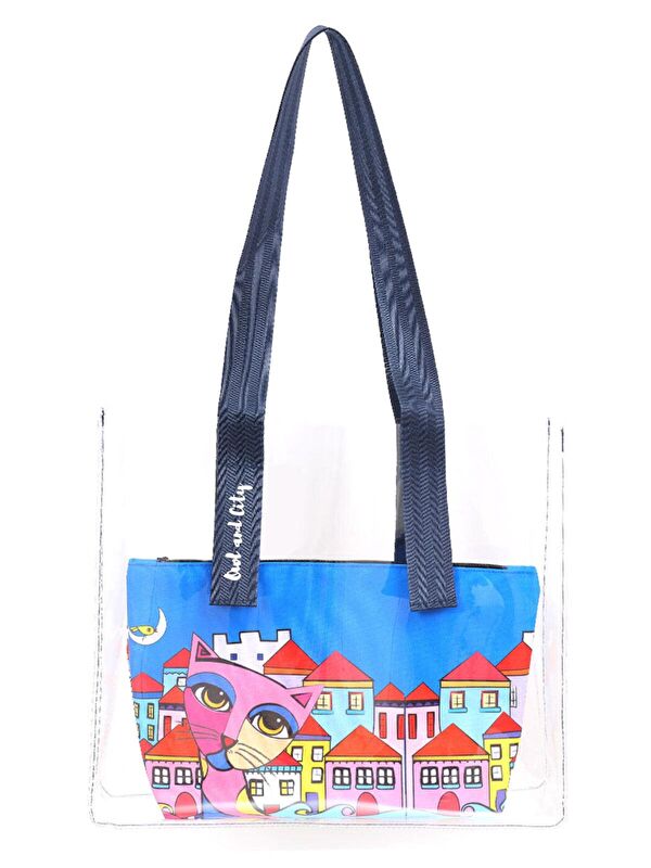 Biggdesign Owl And City Şeffaf Alışveriş ve Plaj Çantası