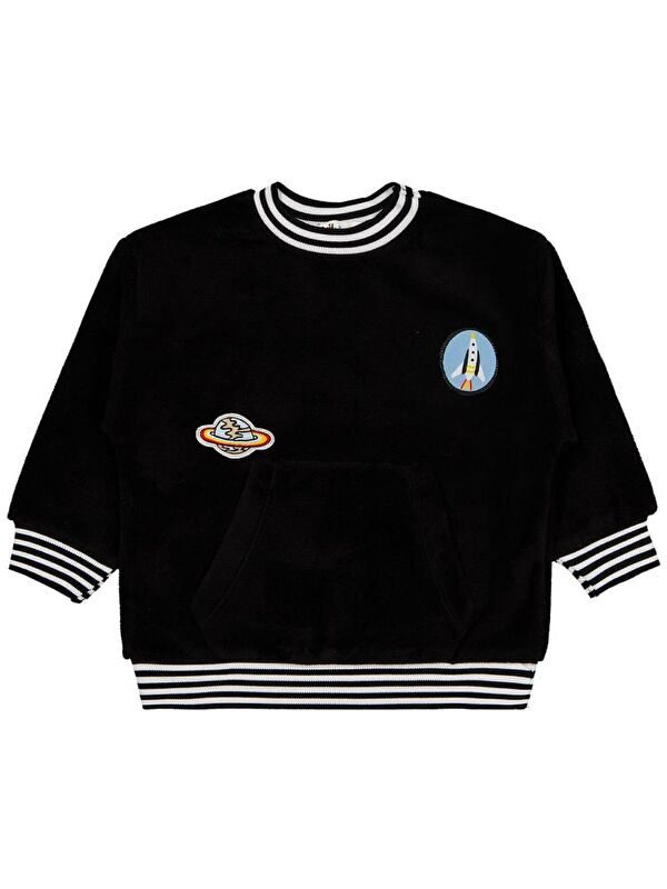 Civil Boys Armalı Reglan Kol 2-5 Yaş Sweatshirt - Siyah 4-5 Yaş