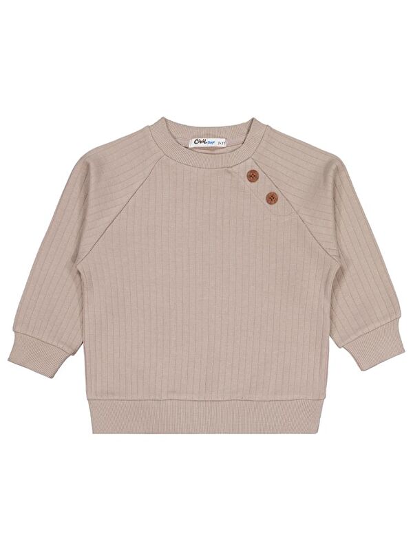 Civil Boys Süs Düğmeli 2-5 Yaş Sweatshirt - Bej 2-3 Yaş