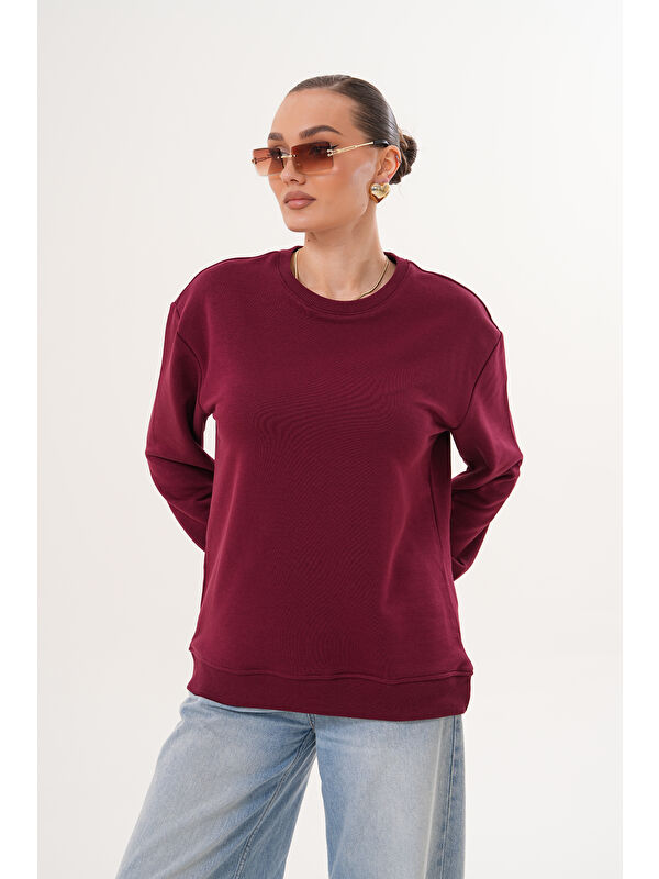 MİSS DÜNYA LİSSA Unisex Bisiklet Yaka %100 Pamuk Basic Sweatshirt