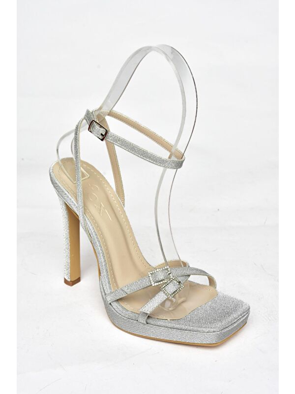 S5696161 Gümüş Kadın Topuklu Ayakkabı - Görsel 2