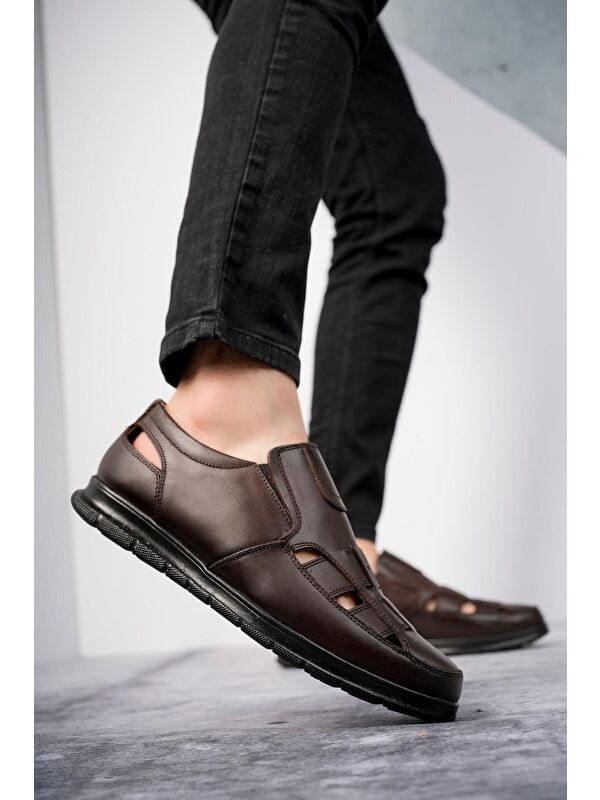 Oliver Erkek Günlük Klasik Hakiki Deri Rahat Ortopedik Sandalet - Görsel 3