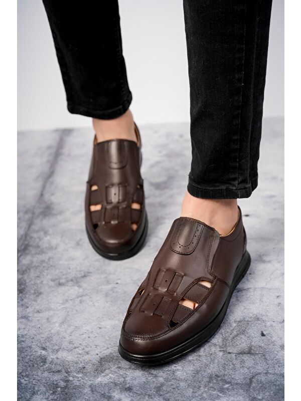 Oliver Erkek Günlük Klasik Hakiki Deri Rahat Ortopedik Sandalet - Görsel 6