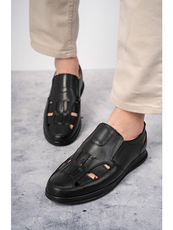 Oliver Erkek Günlük Klasik Hakiki Deri Rahat Ortopedik Sandalet - Görsel 4