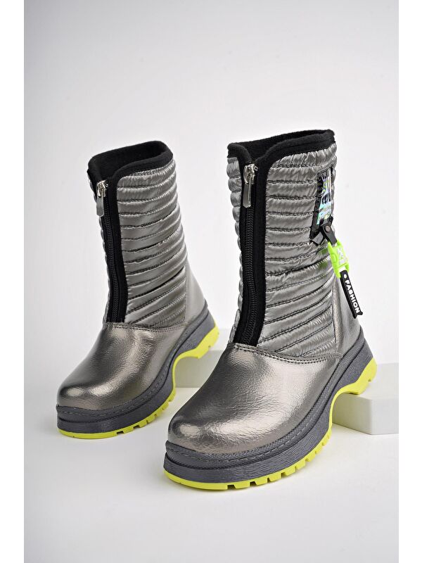 BLOOM Çocuk Tırtıklı Taban İçi Polar Önü Fermuarlı Yağmur ve Kar Botu - Görsel 3