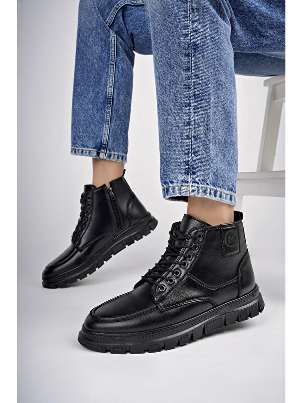 GİLBERTO Fermuarlı Bağcıklı Kürklü Hafif Taban Erkek Bot - Görsel 8