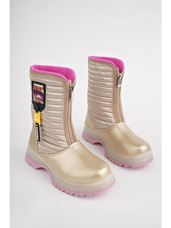 BLOOM Çocuk Tırtıklı Taban İçi Polar Önü Fermuarlı Yağmur ve Kar Botu - Görsel 6