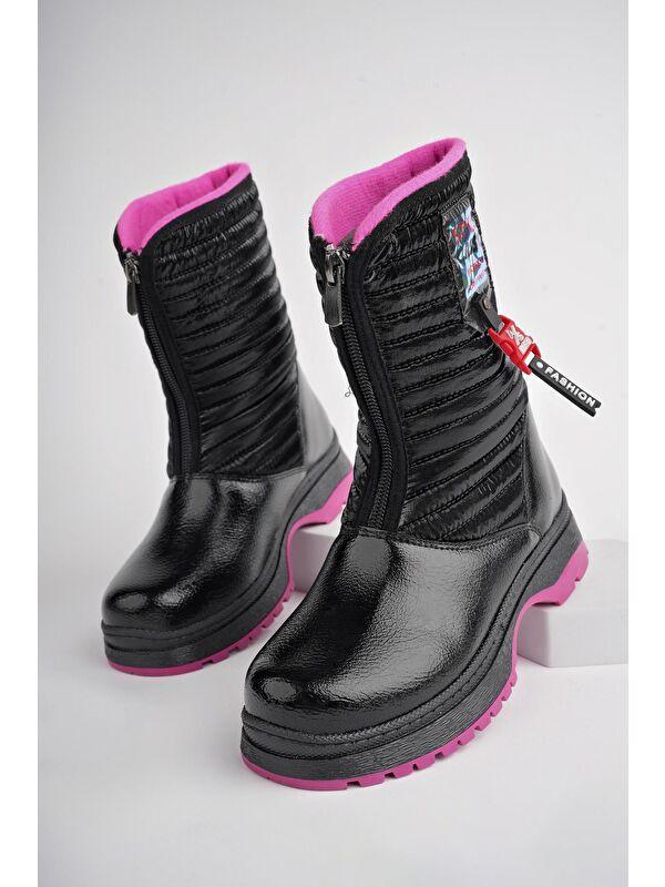 BLOOM Çocuk Tırtıklı Taban İçi Polar Önü Fermuarlı Yağmur ve Kar Botu - Görsel 3