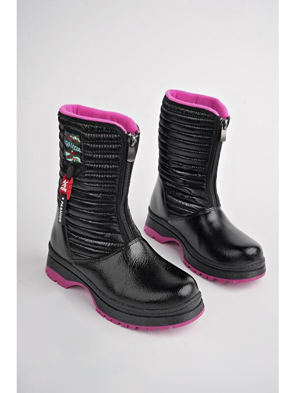 BLOOM Çocuk Tırtıklı Taban İçi Polar Önü Fermuarlı Yağmur ve Kar Botu - Görsel 4