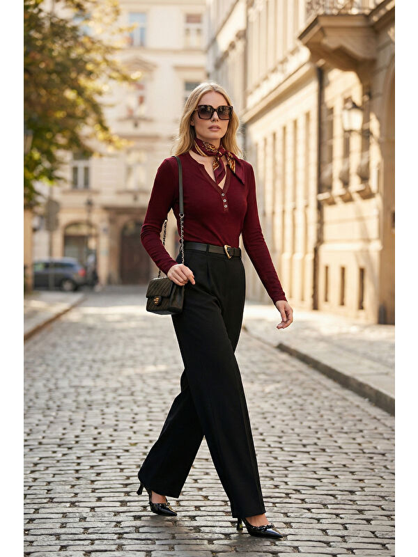 Lela Regular Fit Normal Bel Düz Paça Kadın Pantolon 6923875