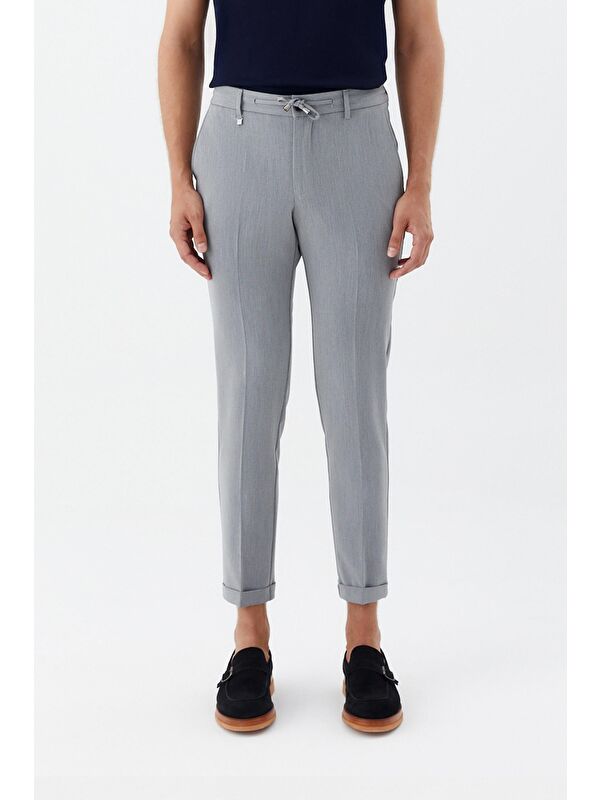Sabri Özel Gri Regular Fit Yan Cepli Jogger Erkek Pantolon