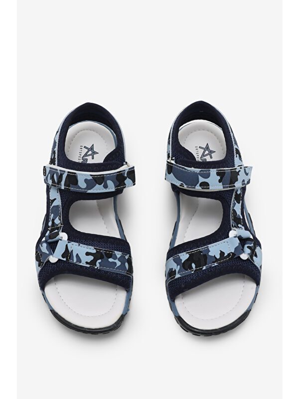 TONNY BLACK Çocuk Unisex Lacivert Kamuflaj Çoçuk Cırtlı Sandalet