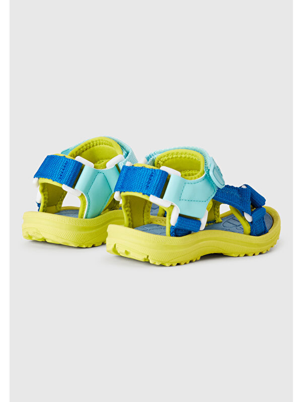 Erkek Çocuk Turkuaz Çift Bantlı Cırt Cırtlı Sandalet - Görsel 3