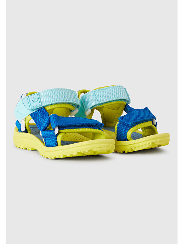 Erkek Çocuk Turkuaz Çift Bantlı Cırt Cırtlı Sandalet - Görsel 4