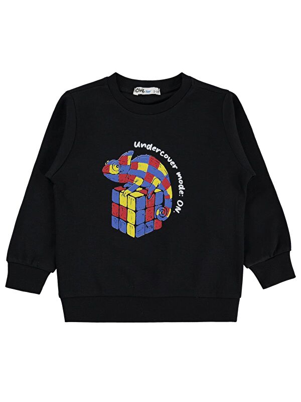 Civil Boys Zeka Küpü iguana Baskılı 2-5 Yaş Sweatshirt - Siyah 2-3 Yaş