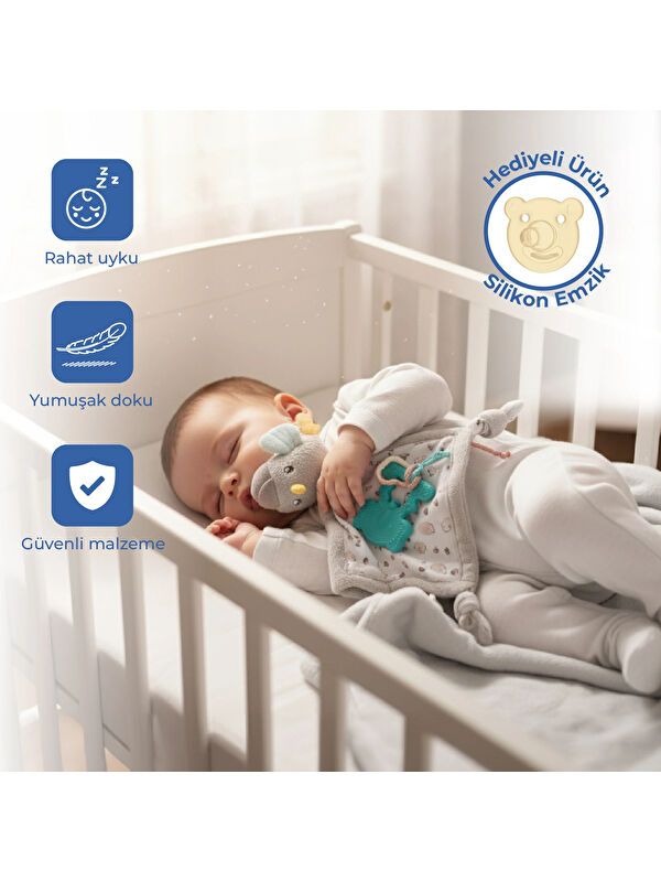 Babyjem 926 Birdy Diş Kaşıyıcılı + Silikon Emzik Hediyeli Uyku Arkadaşım Kahve