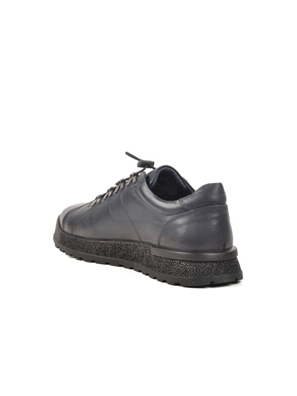 Lacivert Hakiki Deri Erkek Casual Ayakkabı 3K1820 M - Görsel 5