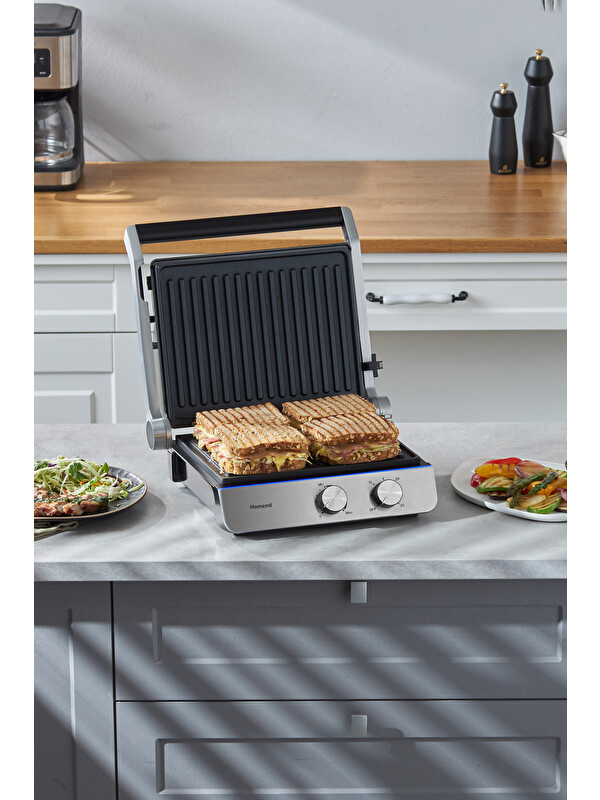 Homend Grilliant 1344H Inox Gövdeli, Döküm Plakalı Tost ve Izgara Makinesi