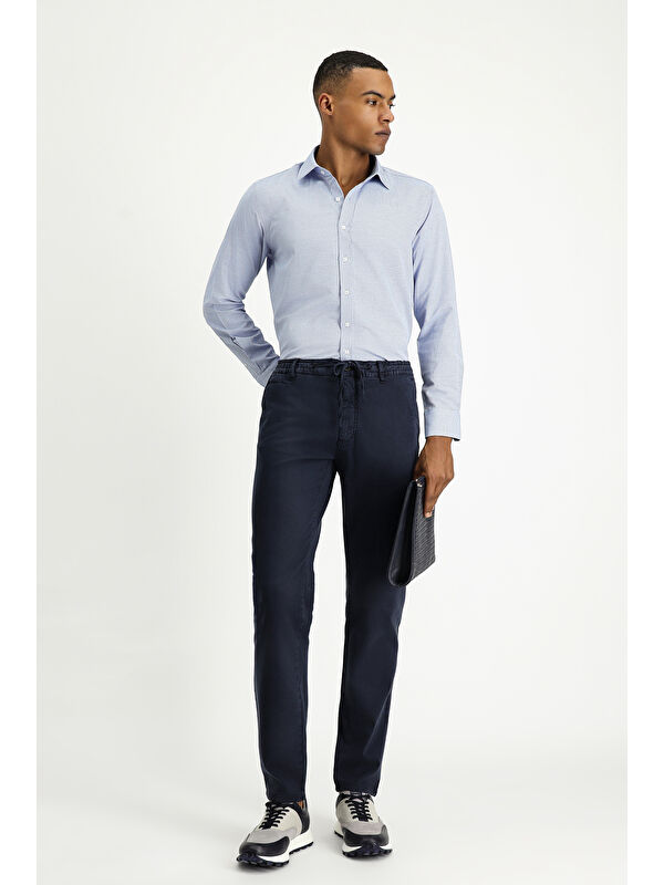 Kiğılı Uzun Kol Slim Fit Dar Kesim Klasik Desenli Pamuklu Kolay Ütülenebilir Gömlek