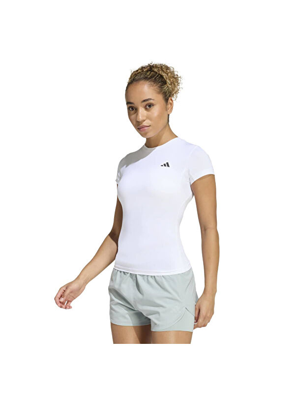 Adidas Power Essentials Workout Contour Kadın Beyaz Yuvarlak Yaka Tişört